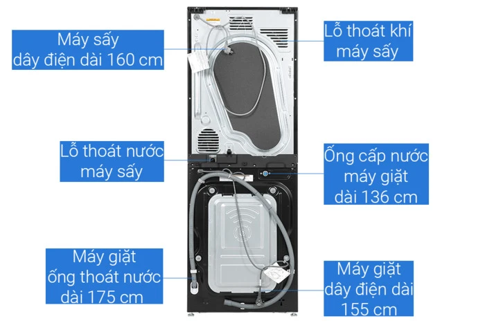 Tháp Giặt Sấy LG WashTower Inverter giặt 14 kg - sấy 10 kg WT1410NHB-2